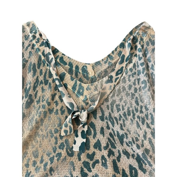 POL Top Womens Small Pullover Lightweight Sweater Cheetah Top Cropped 3/4 Shirt - Picture 5 of 8